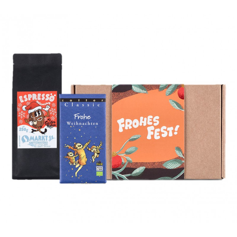Weihnachtsbox Espresso und Totter Schokolade "Frohe Weihnacht" - Markt 11 Kaffee Shop  | Kaffeerösterei