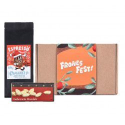 Weihnachtsbox Espresso und handgeschöpfte Zotter Schokolade "Gebrannte Mandel"