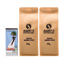 Inhalt Geschenkbox: Panama Garrido Estate Kaffee (500g) & Zotter Labooko Schokolade Panama - Kaffee Shop Markt 11