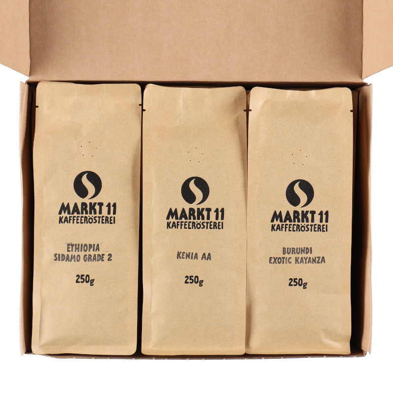 Geschenkbox Kaffee Afrika Paket geöffnet
