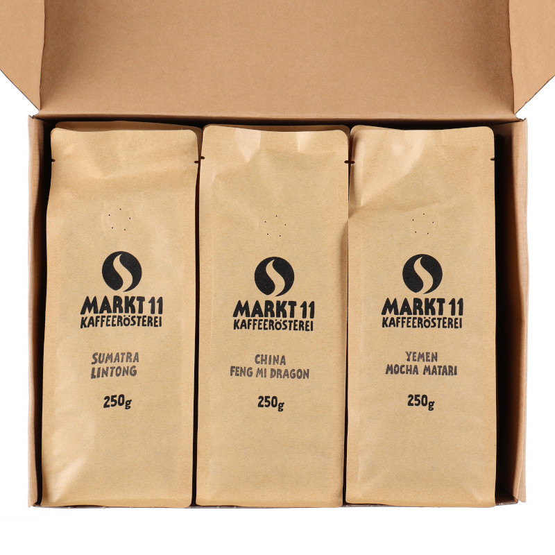 Geschenkbox Kaffee Asien - Paket geöffnet